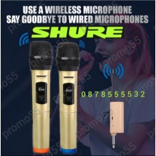 Професионални микрофони–2бр. безжични,Метална решетка, 6.35 мм,USB